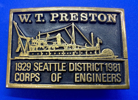 1929 Seattle District 1981 Corp of Engineer W.T Preston Solid Bronze Belt Buckle