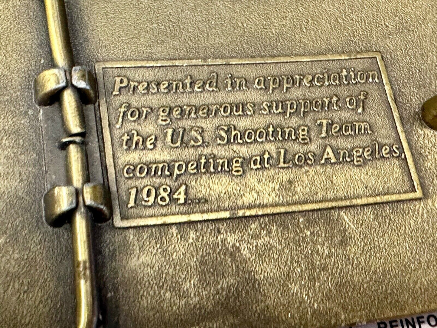 Aiming for Olympic Gold US shooting team 1984 belt buckle
