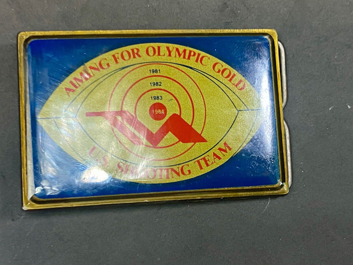 Aiming For Olympic Gold 1984 La Ca U.S. America Skeet Shooting Team Belt Buckle