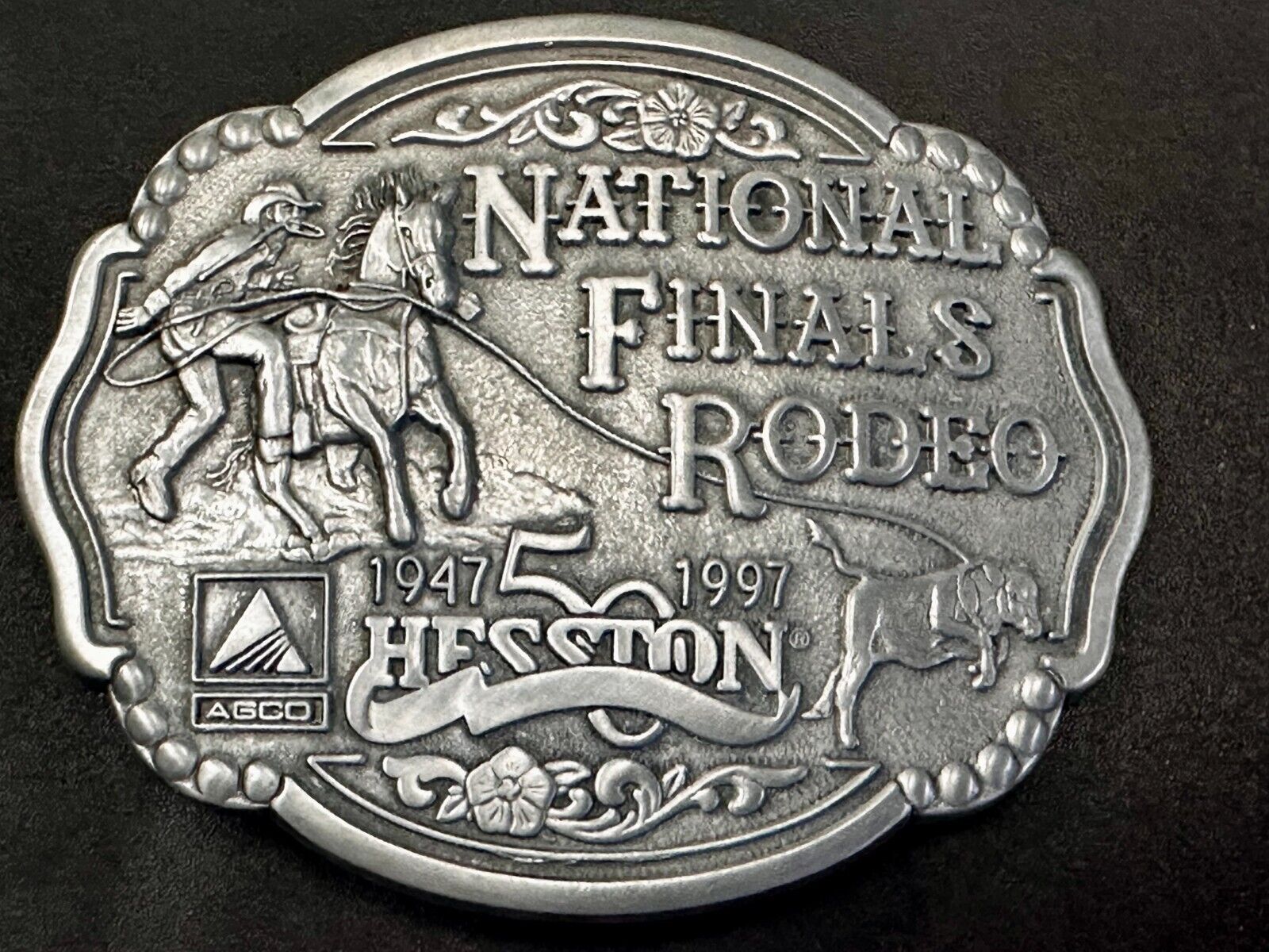 1997 ADM Hesston NFR National Finals Rodeo Cowboys Western Belt Buckle