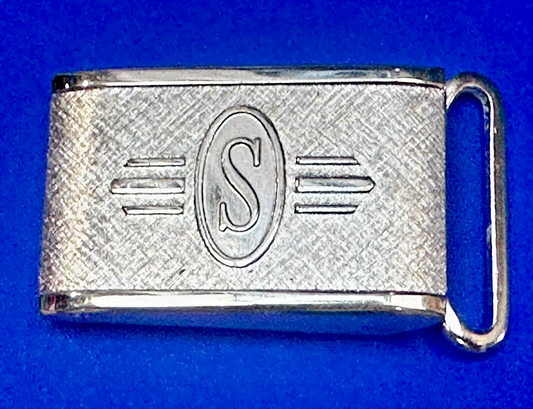 Art Deco Nuevo Letter S Initial Monogram Belt Buckle signed Paris