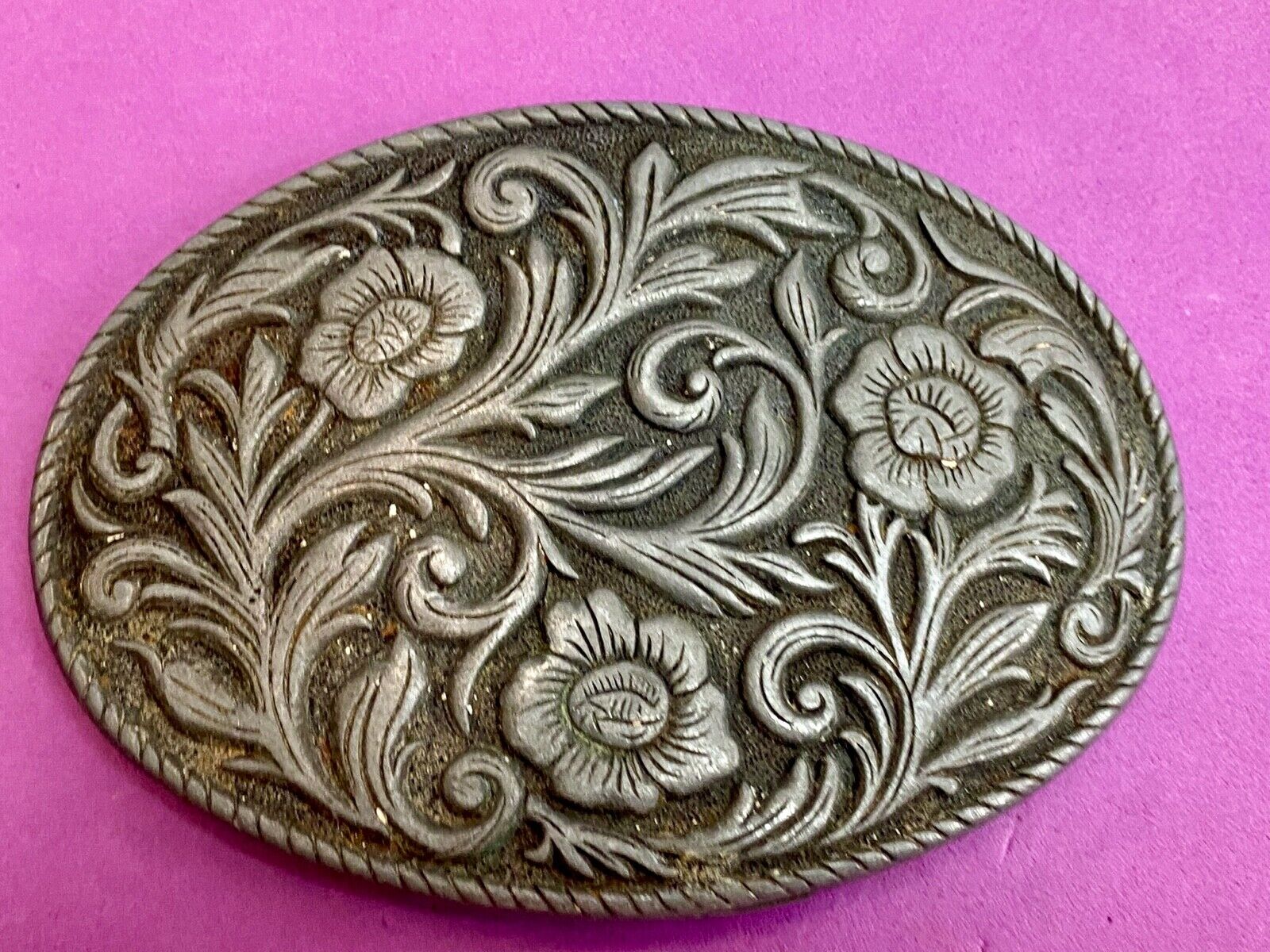 4" WIDE WESTERN COWBOY DRESS FLOWER SWIRL BELT BUCKLE 