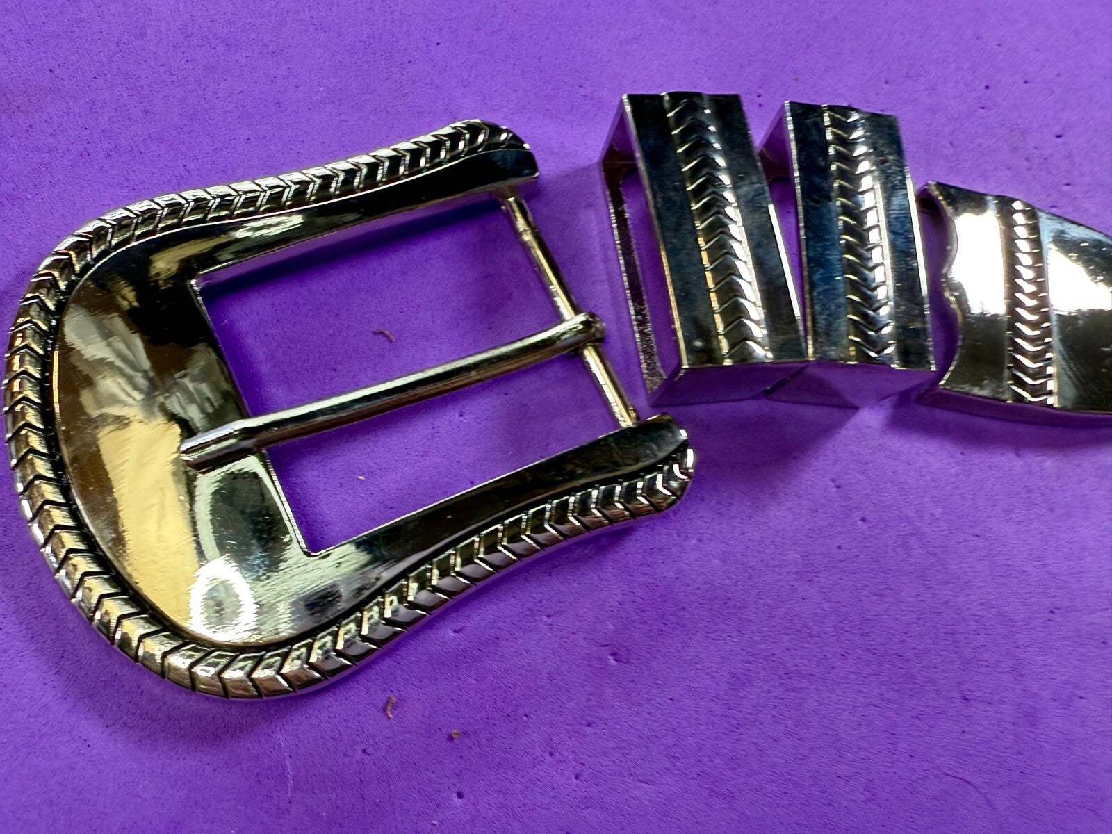 4 pc Ranger Set - Two Loops and Tip W/ Screws Large Reflective New Belt Buckle