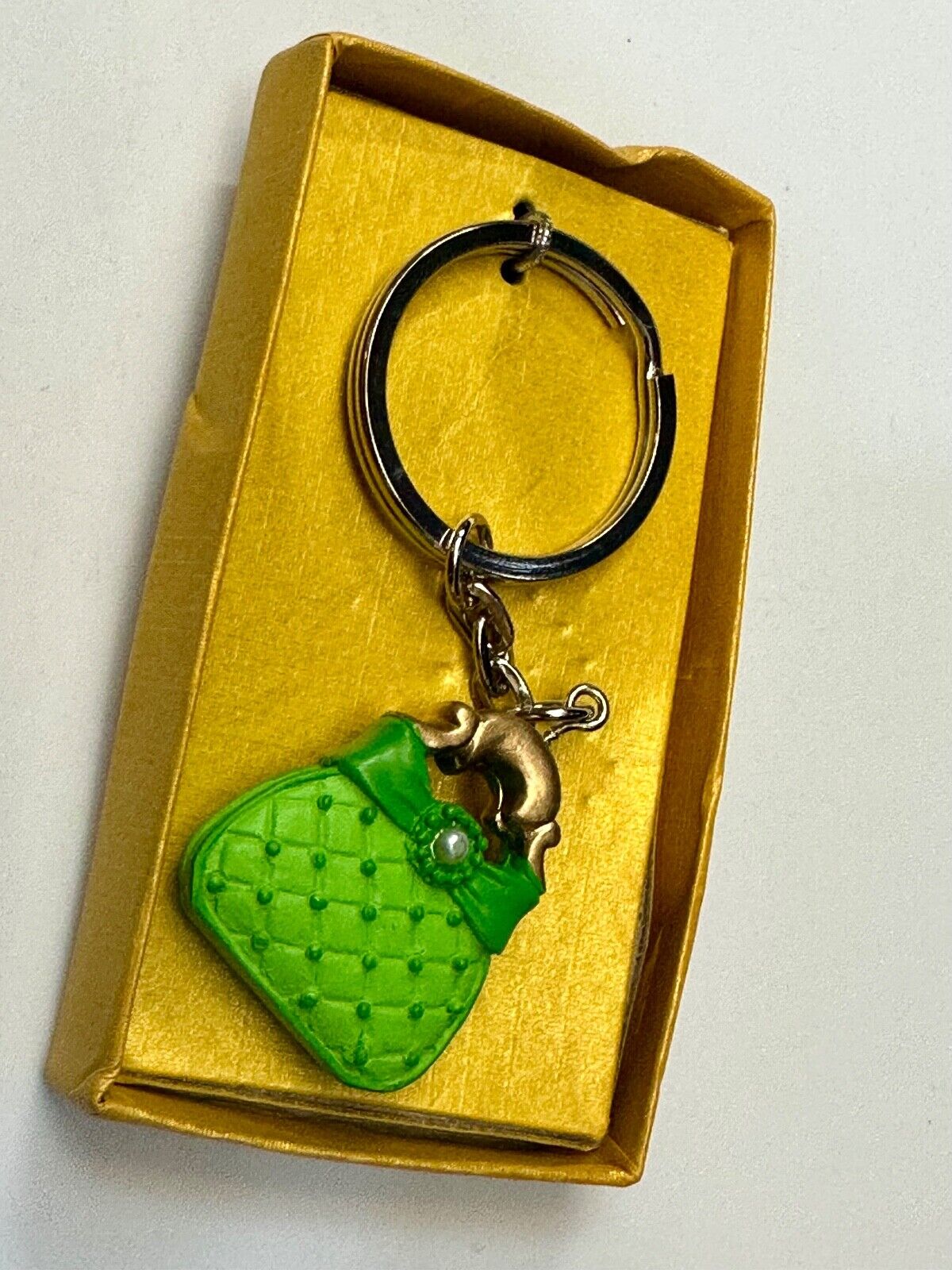 Adorable Green Purse Fashioncraft Keychain - Key Ring Chain  Item 6485