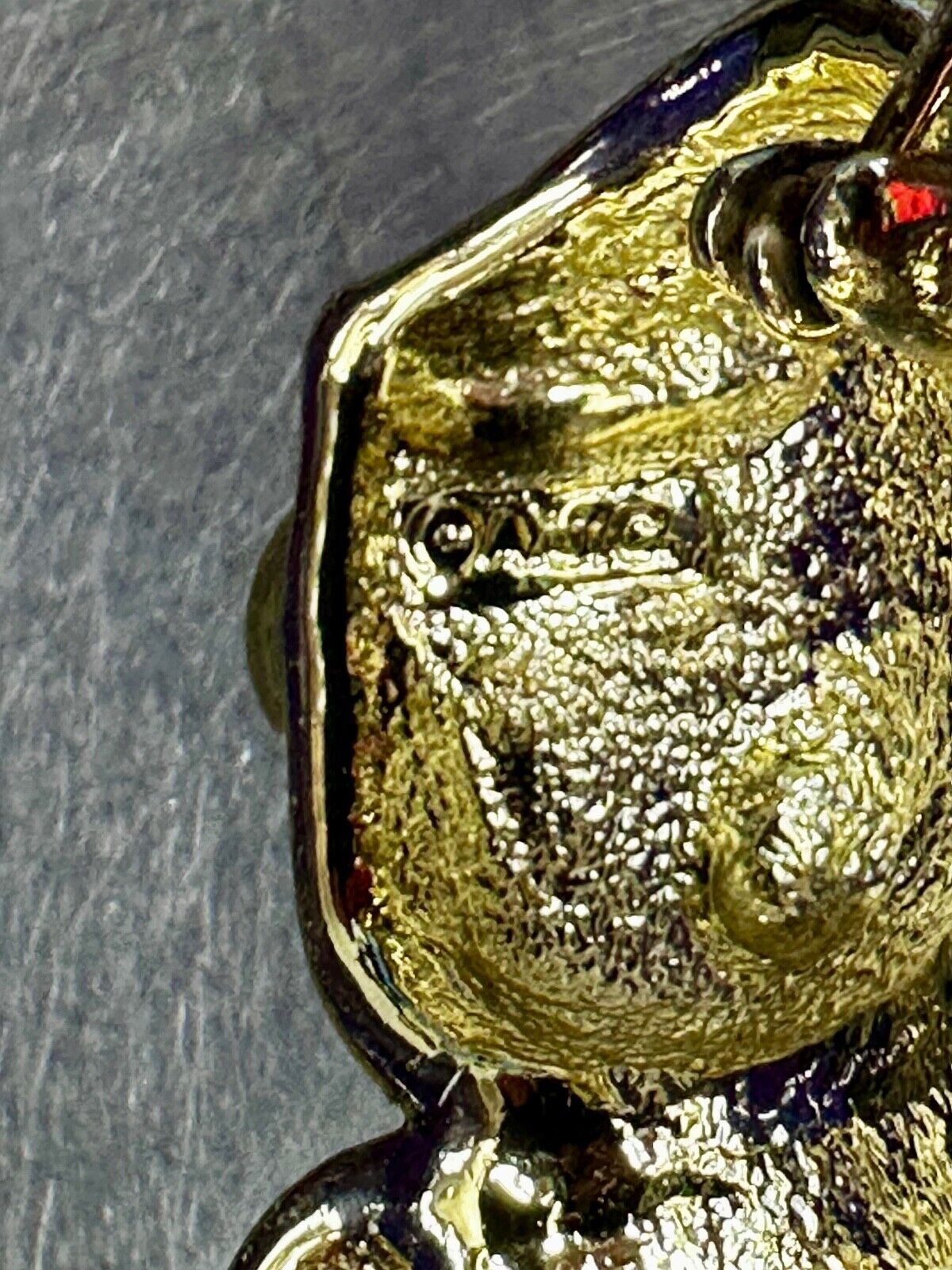 Adorable Teddy Bear Gold Tone Vintage Brooch Pin Signed by.AJC