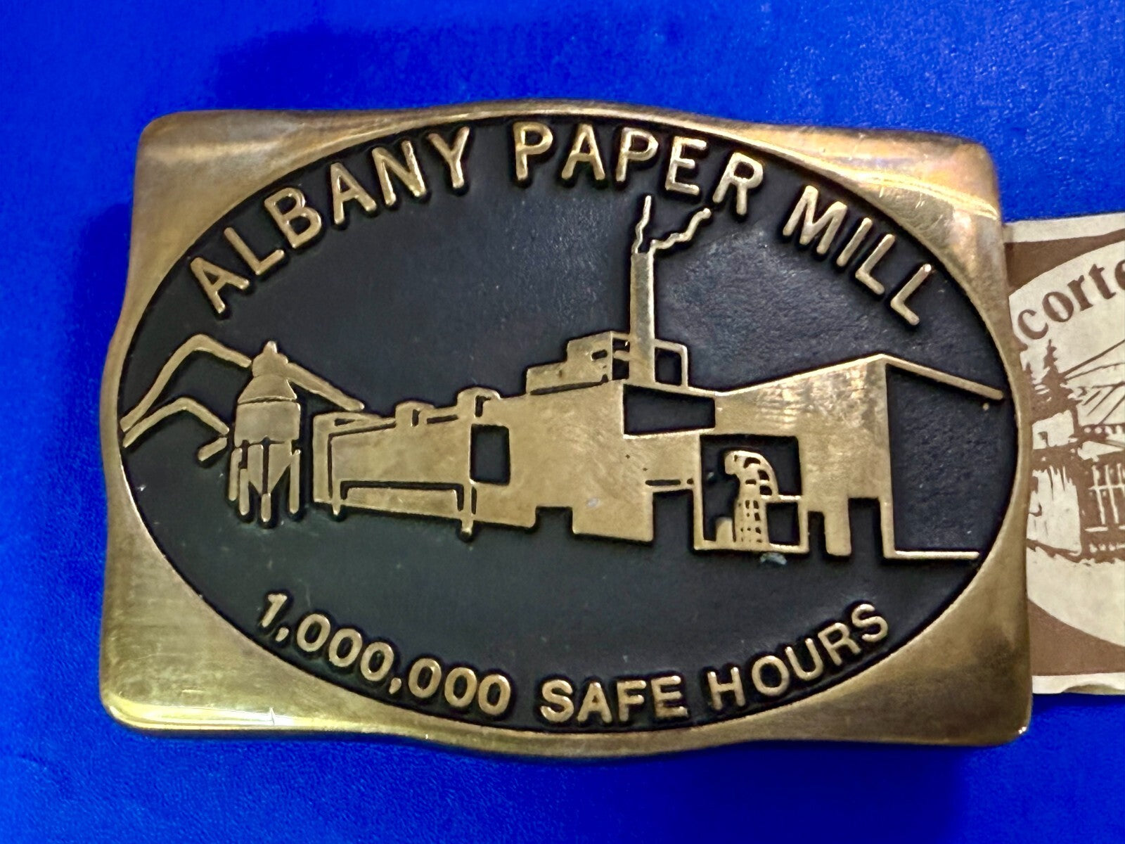 Albany Paper Mill 1,000,000 Safe Hours Solid Brass 1988 Anacortes Belt Buckle
