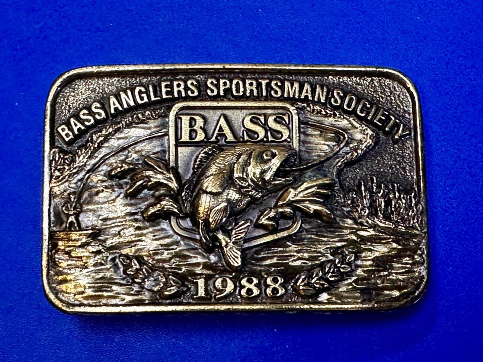 1988 Bass Anglers Sportsman Society Club Great American Belt Buckle