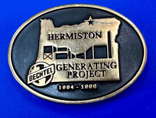 Bechtel HERMISTON Generating Project GE 7FA 94 - 96 Vtg. Anacortes belt buckle
