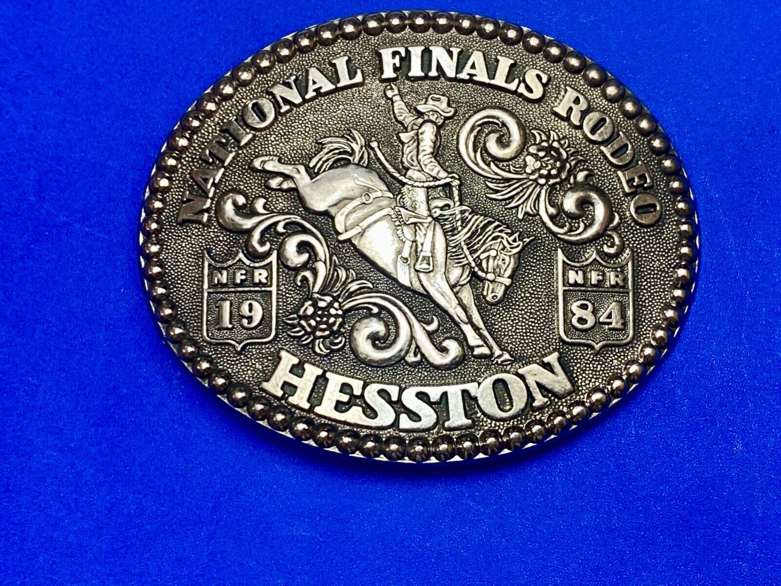 1984 NFR National Finals rodeo HESSTON Adult Size 2nd eddn Collector Belt Buckle