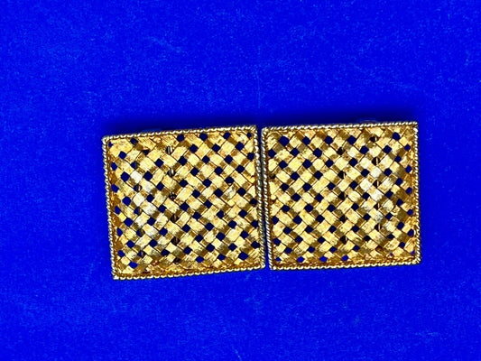Basket Weave Pattern rectangular Interlocking two piece belt buckle