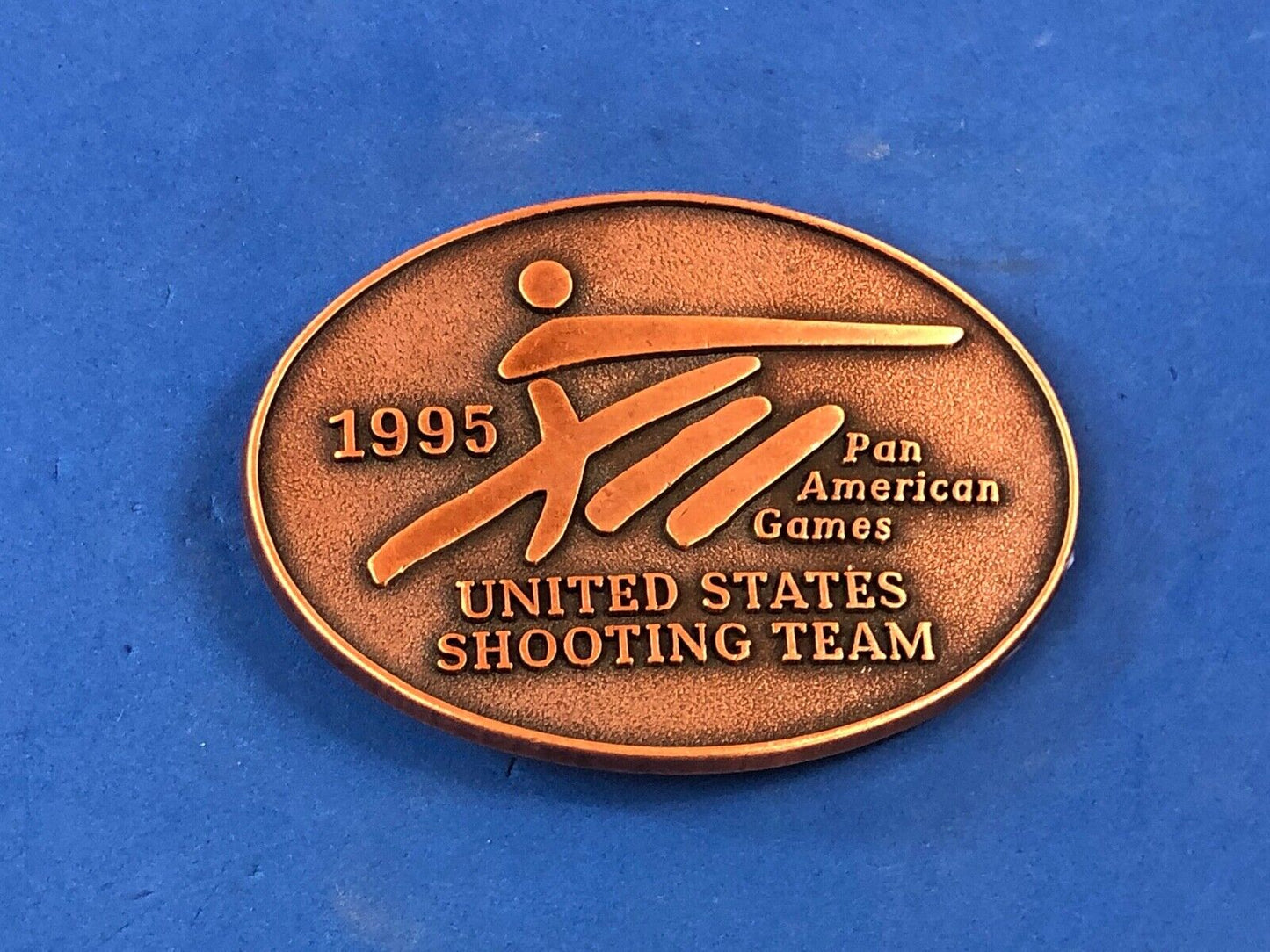 US shooting team  PAN American  Games vintage 1995 belt buckle gun skeet 