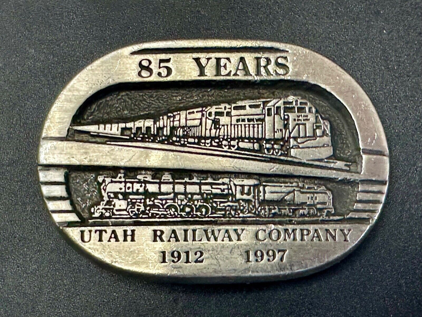 Utah Railway Co Vtg Train Railroad 85 Years - Gary Prazen Sculpture Belt Buckle