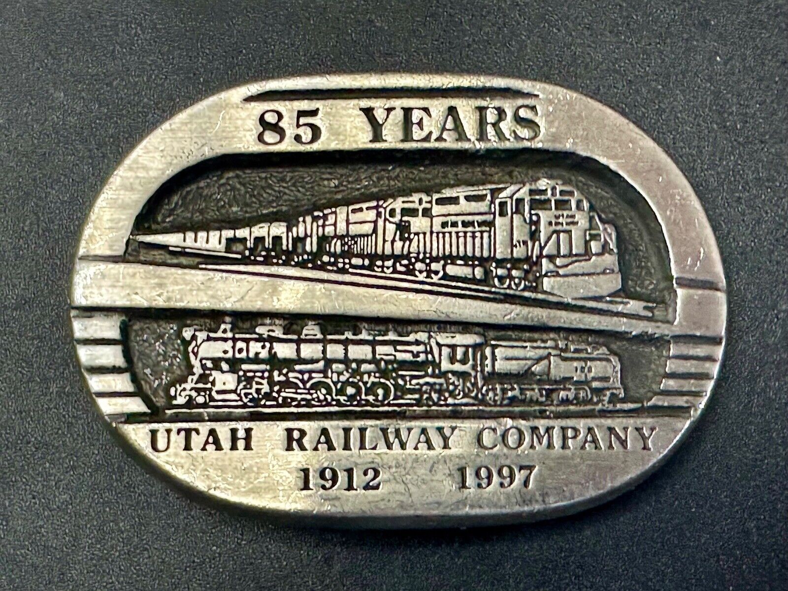 Utah Railway Co Vtg Train Railroad 85 Years - Gary Prazen Sculpture Belt Buckle