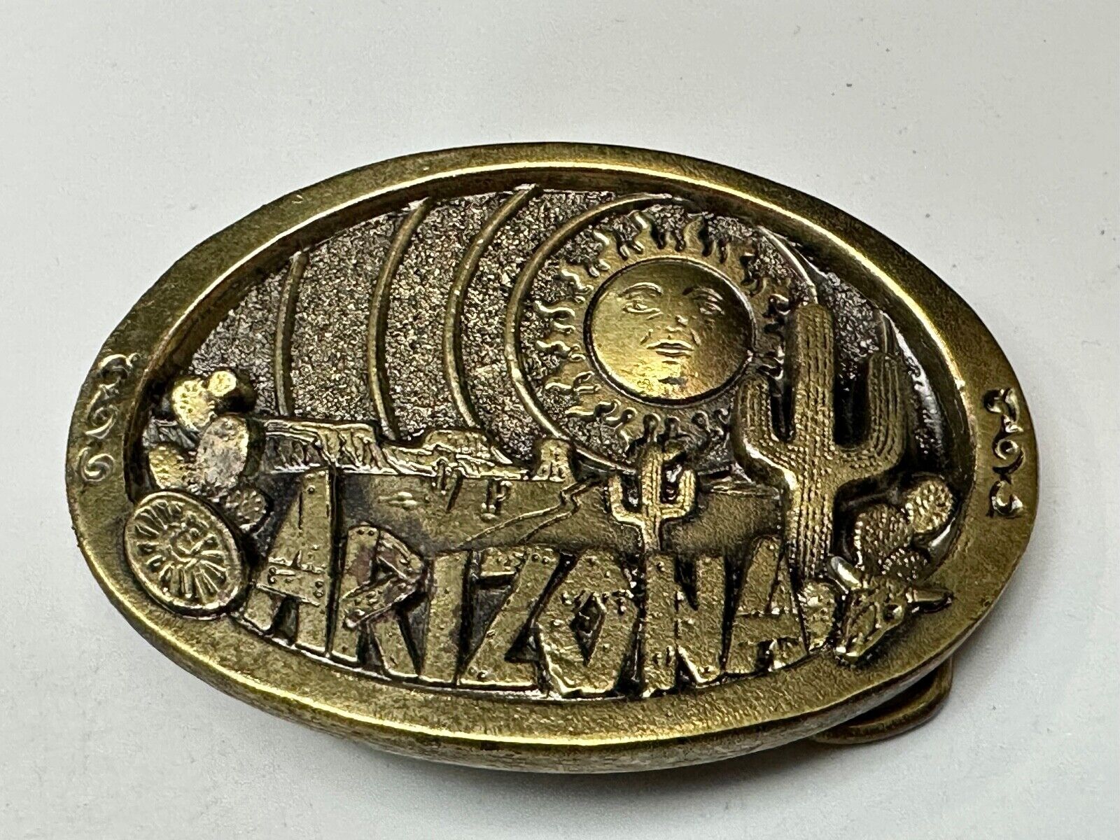 Arizona State Commemorative Desert Scene 1980 The Great American Belt Buckle Co