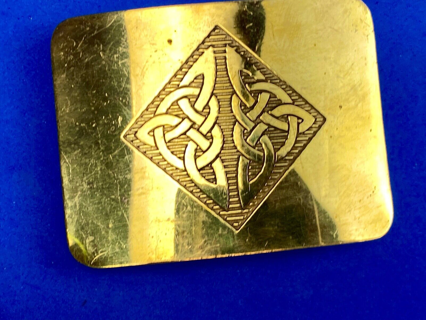 Vintage 1970s?  BOHO HIPPIE Ornate Lines Pattern Brass tone Belt Buckle 