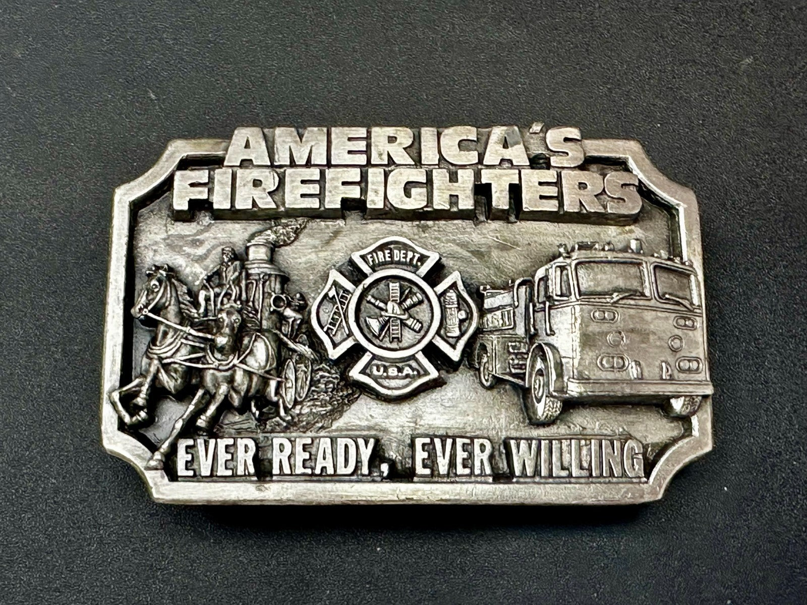 Americas Firefighters Ever Ready Ever Willing Commemorative Siskiyou Belt Buckle
