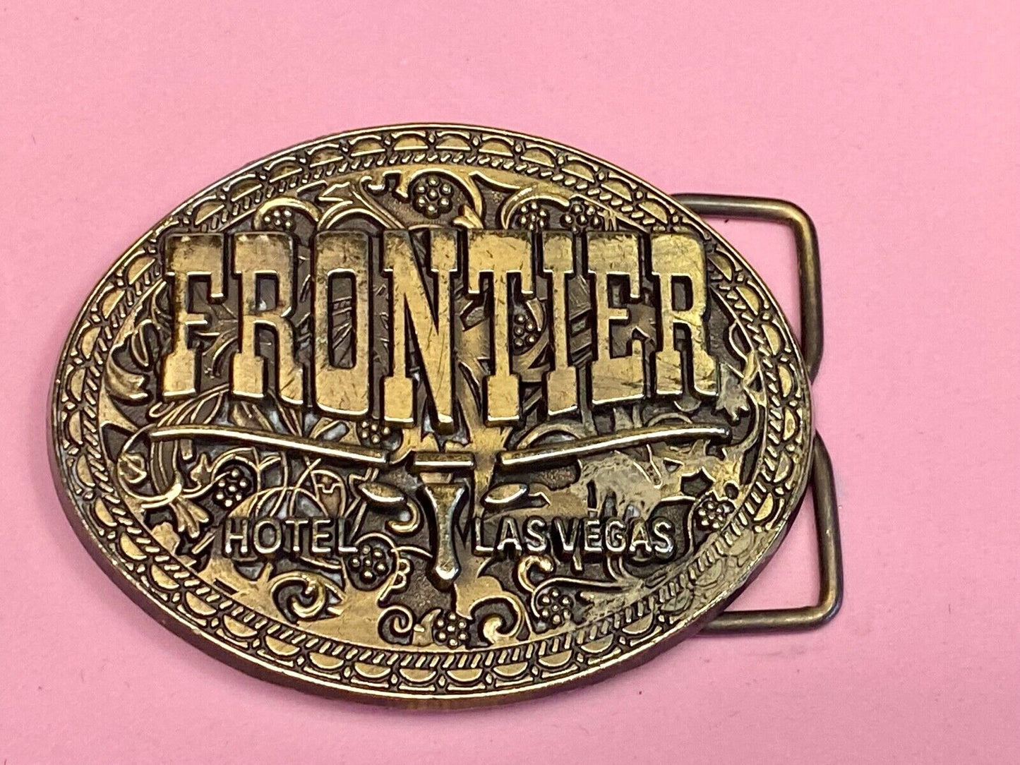 Vintage 80'S Las Vegas "Frontier" Hotel / Casino Western Promotional Belt Buckle