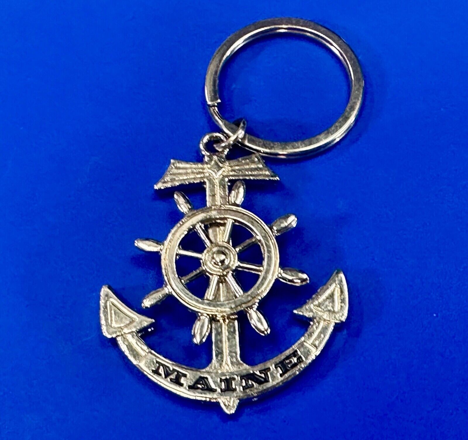 The great State of Maine Nautical Boat Anchor Wheel Keychain - Key Ring Chain