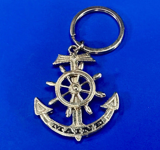 The great State of Maine Nautical Boat Anchor Wheel Keychain - Key Ring Chain