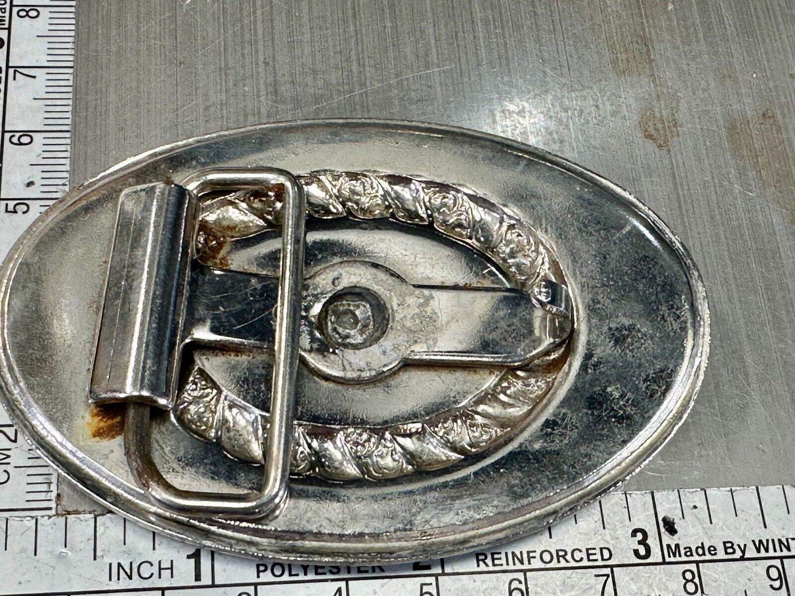 unique horse saddle Vintage oval multi ring belt buckle