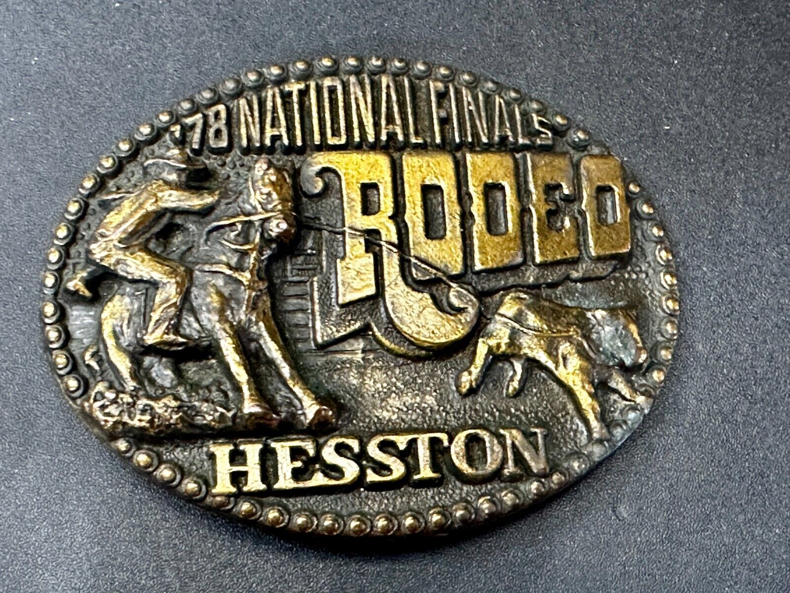 1978 Hesston National Finals Rodeo NFR Rodeo Cowboys NOS Western Belt Buckle