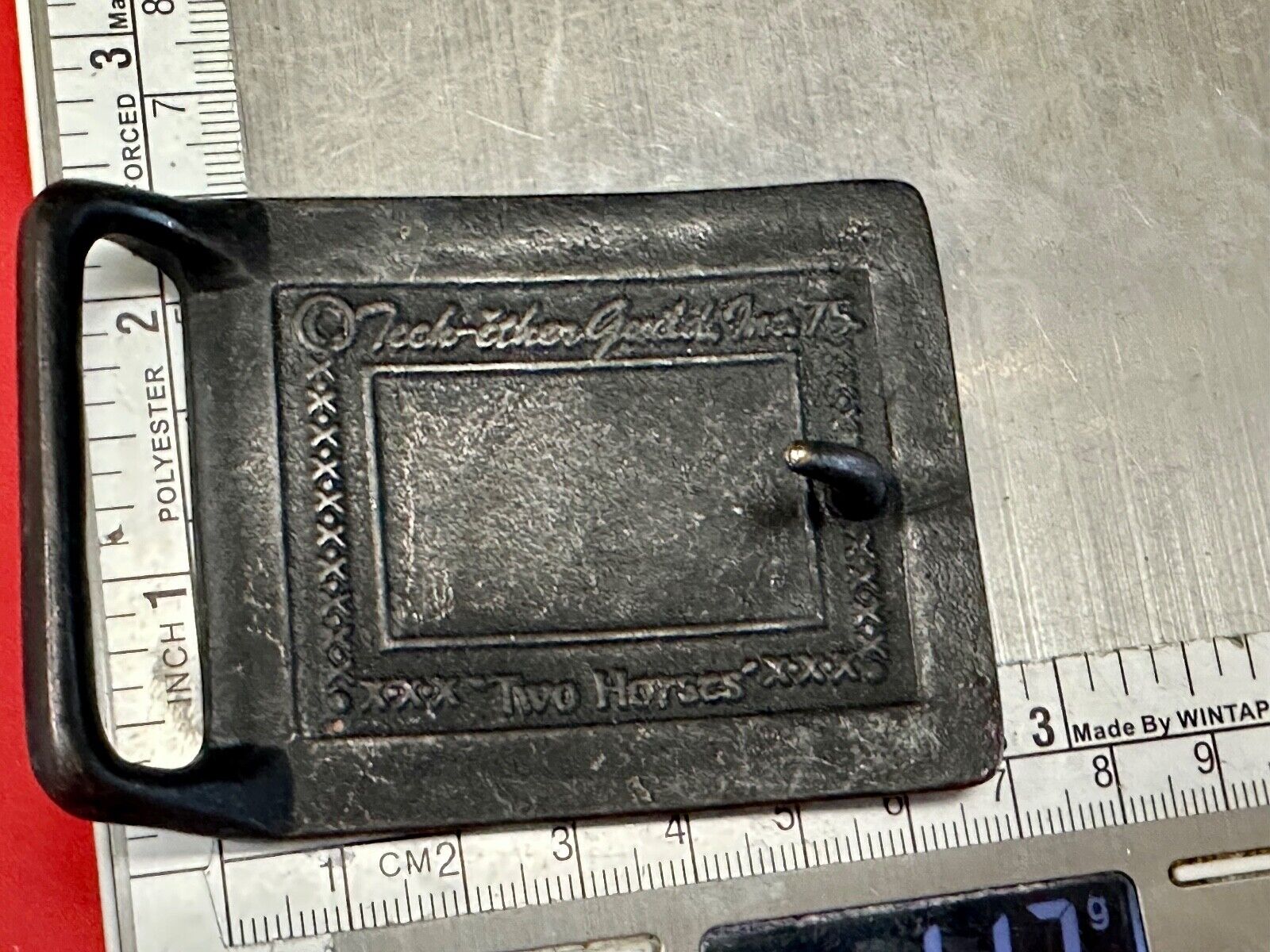 TWO HORSES TECH-ETHER GUILD Vintage art Horse lovers belt buckle
