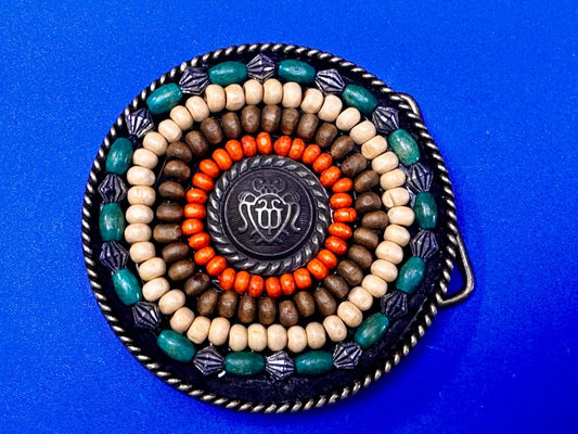 Beaded Tribal Multicolor Bead Boho Hippie Theme Belt Buckle