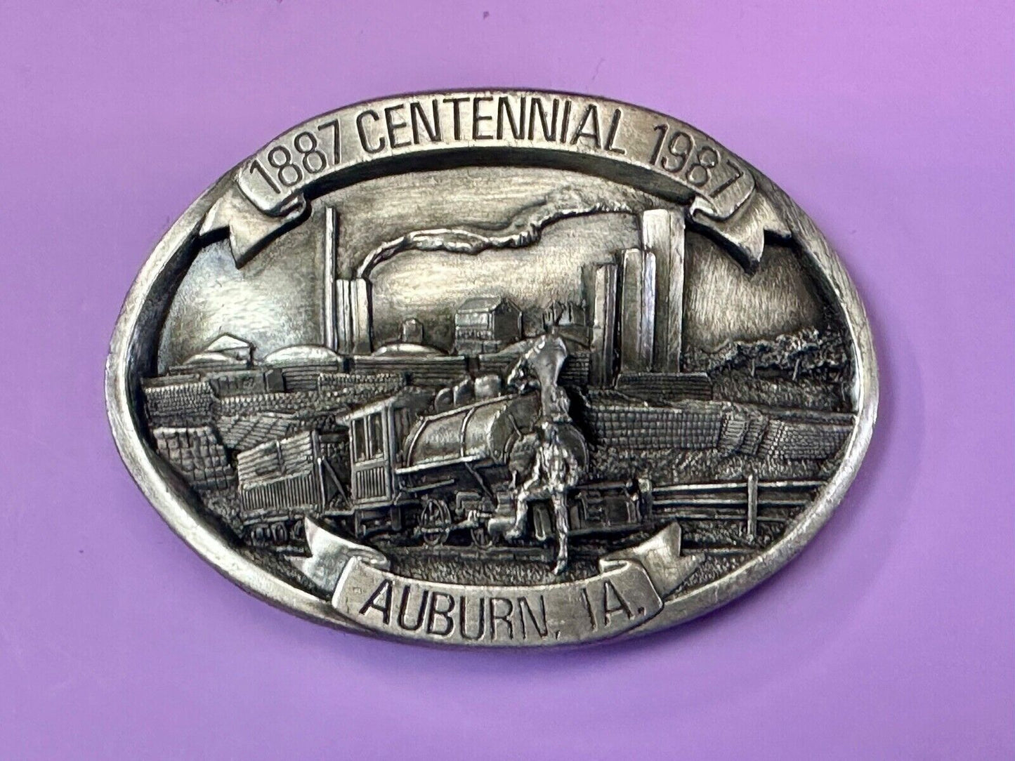 AUBURN IOWA 1887 CENTENNIAL CELEBRATION VINTAGE BELT BUCKLE