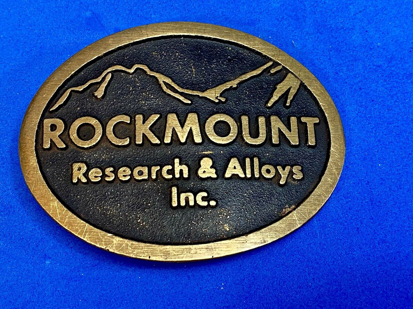 Vintage  Rockmount Research And Alloys Company Brass Belt Buckle By Dynabuckle 