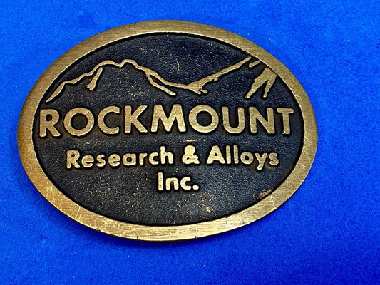Vintage  Rockmount Research And Alloys Company Brass Belt Buckle By Dynabuckle 