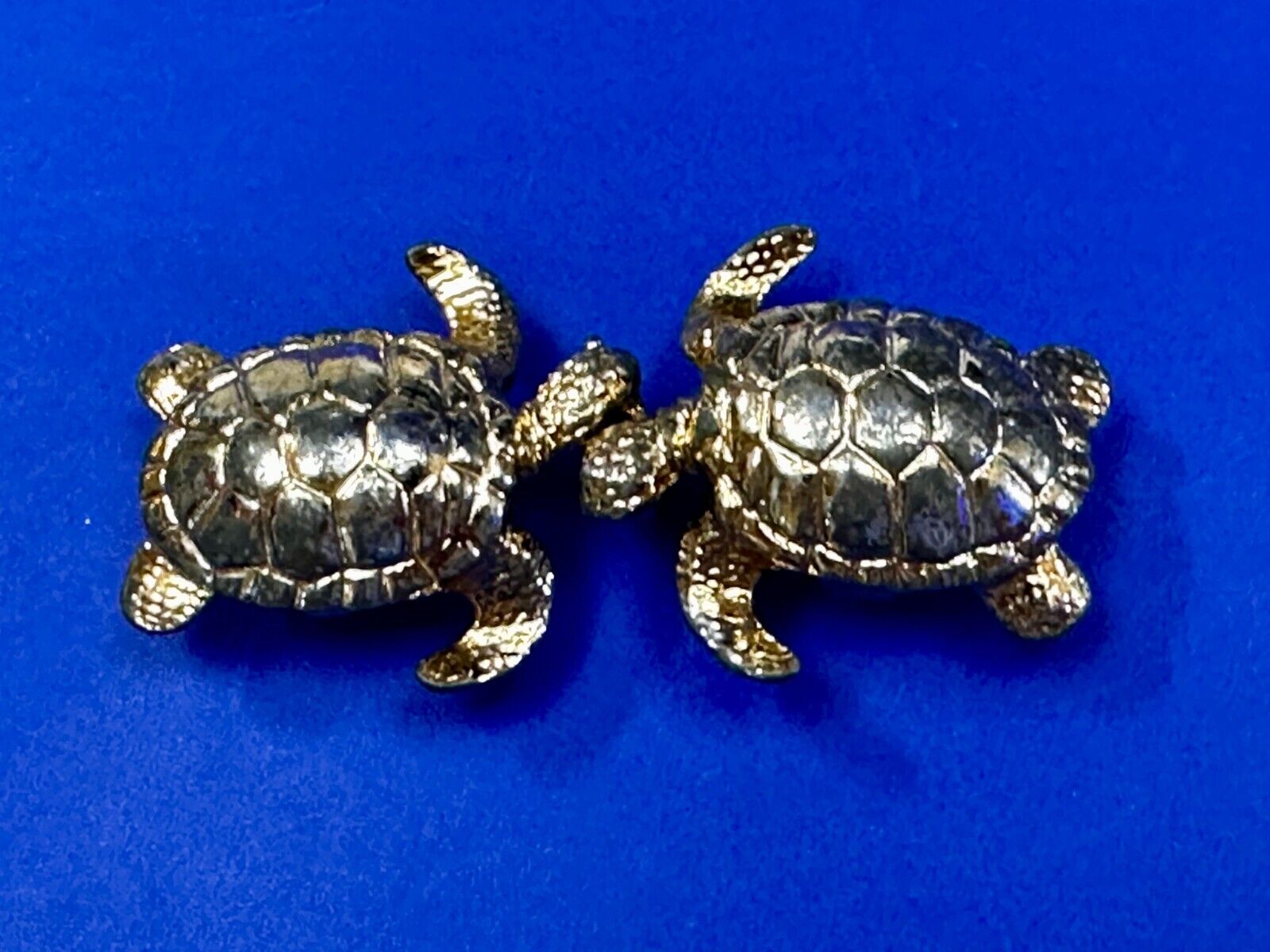 Turtle Tortoise Figural Two Piece Interlocking Gold Tone Vintage Belt Buckle
