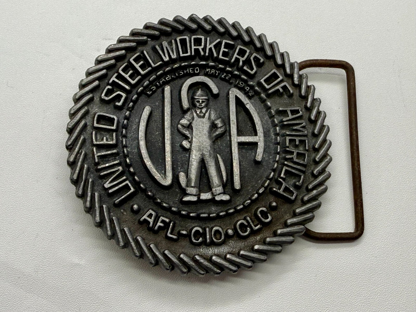 United Steelworkers of America USWA Union Est. 1942 CAPP & KNUDSEN Belt Buckle