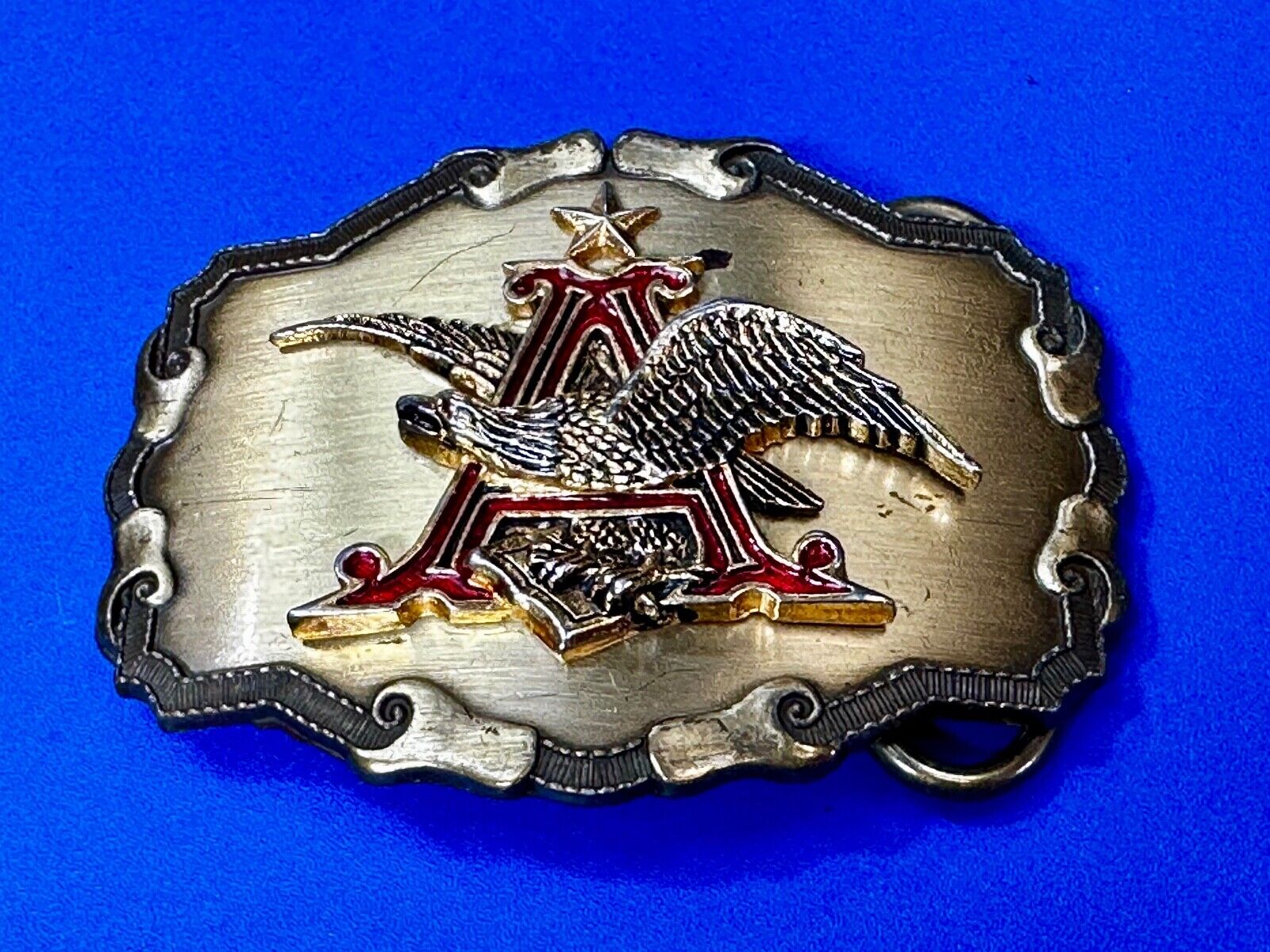 Anheuser-Busch Eagle Beer Co Vintage Western Framed Belt Buckle by Rain-Tree
