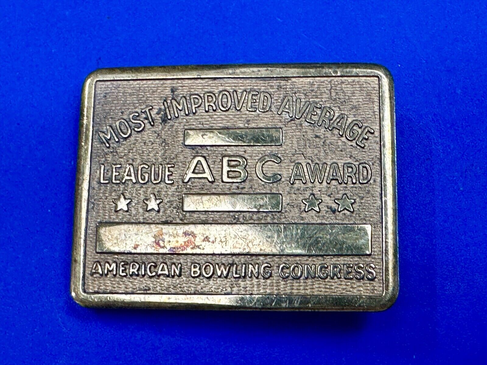 ABC Bowling League Award Vintage Belt Buckle American Congress to engrave