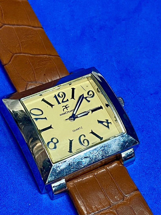 Andre Francois Men's Quartz Brown Band Watch -Working Well, Fresh Battery!
