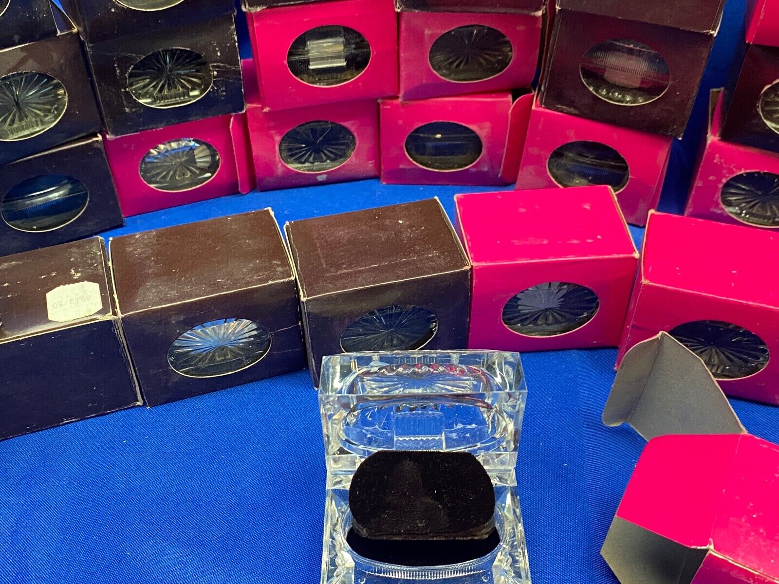 28 pc Clear Acrylic Ring Charm Box Lot Bulk Jewelry Gift Display packaging 