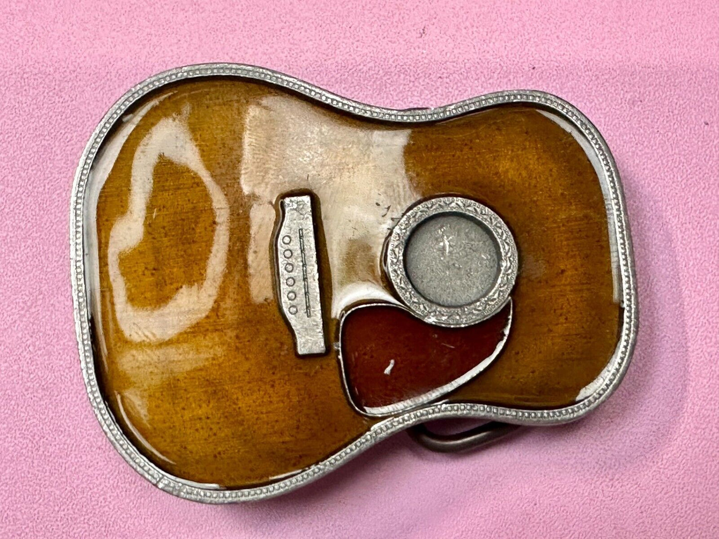 Acoustic Guitar Body Shaped Music Realistic Brown Bergamot N-261 Belt Buckle
