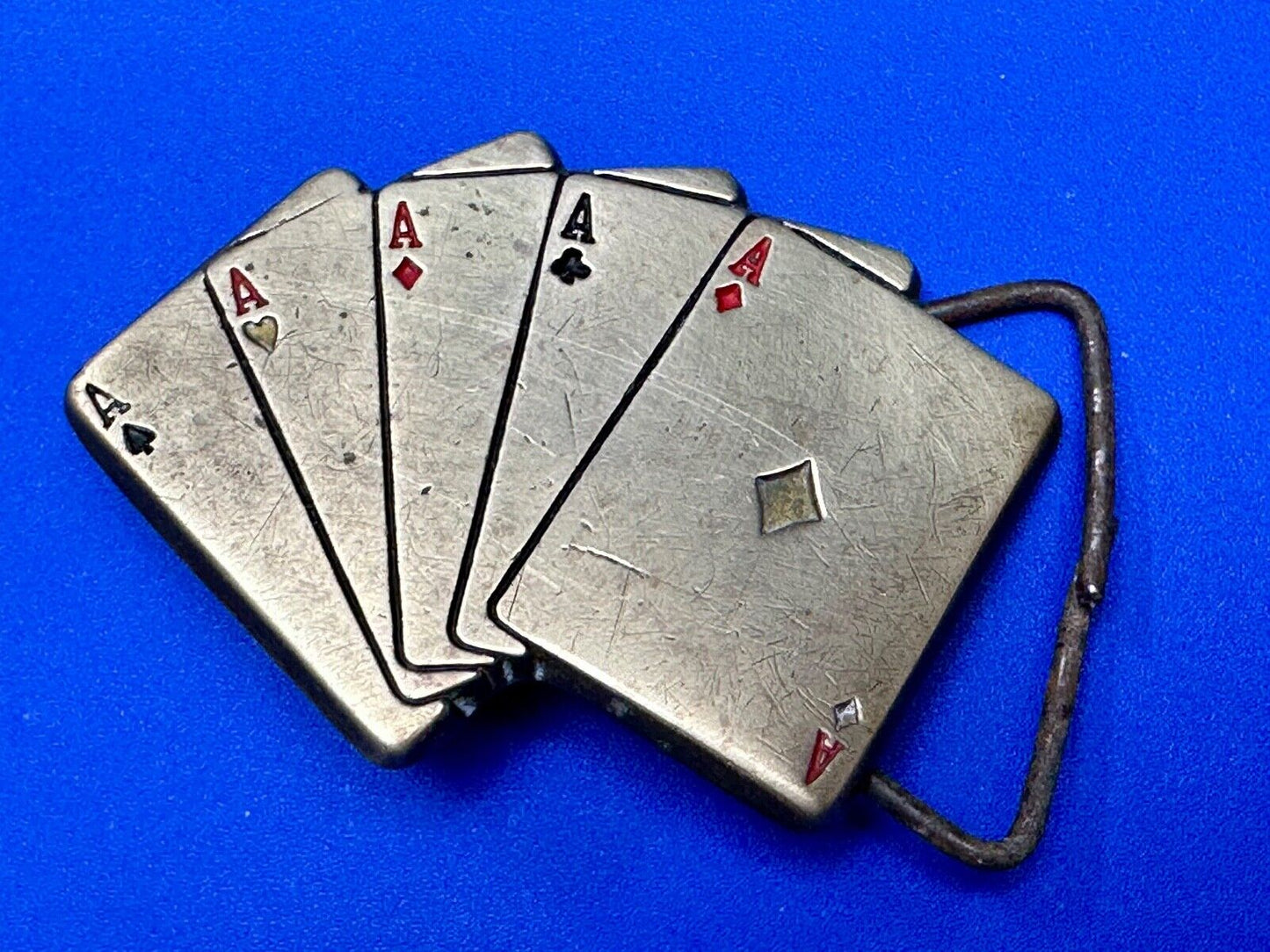 5 Aces Baron Buckles Solid Brass Casino Gambling Card Game Vintage Belt Buckle