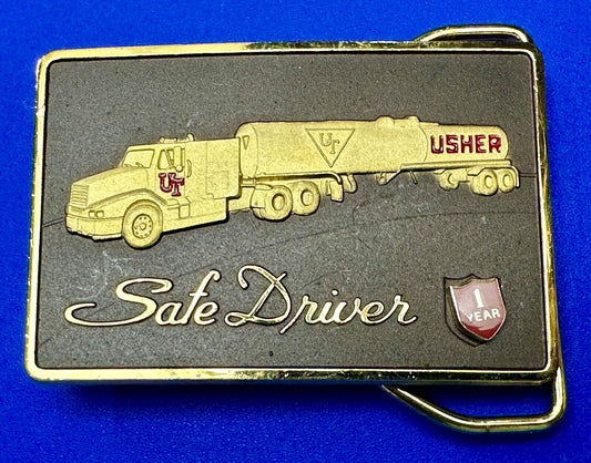 UT Usher Transportation Semi Drivers 1 year pin safety award Belt Buckle