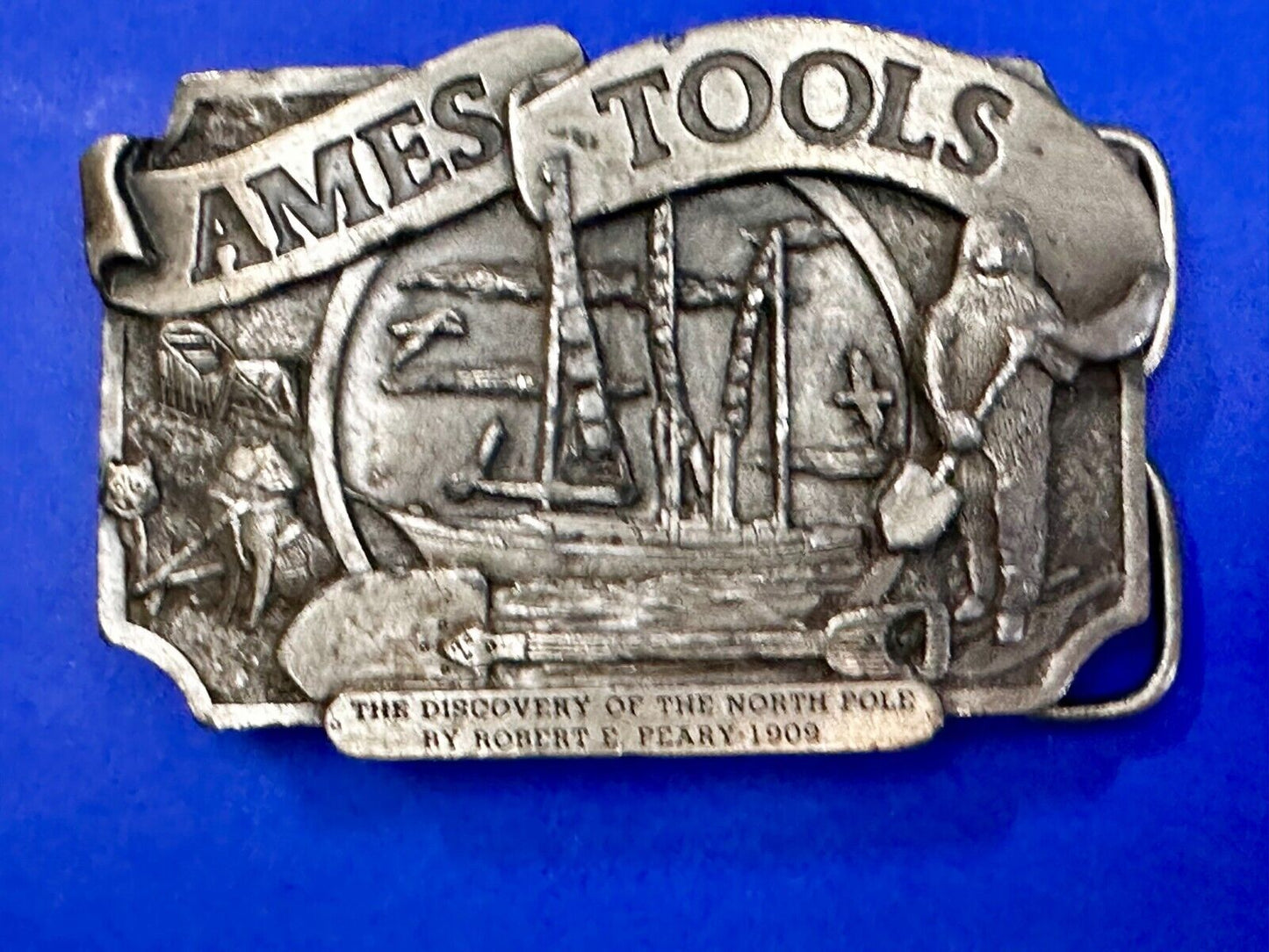 Ames Tools The Discovery of The North Pole by Robert E. Peary 1909 Belt Buckle