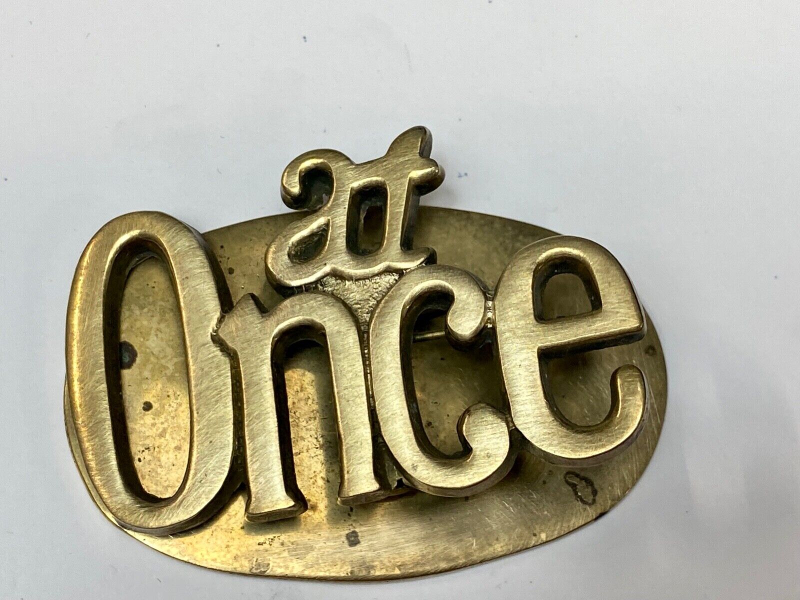AT ONCE -  Desk Organizer Clip 3.5" x 2" LARGE Vintage Solid Brass paper holder