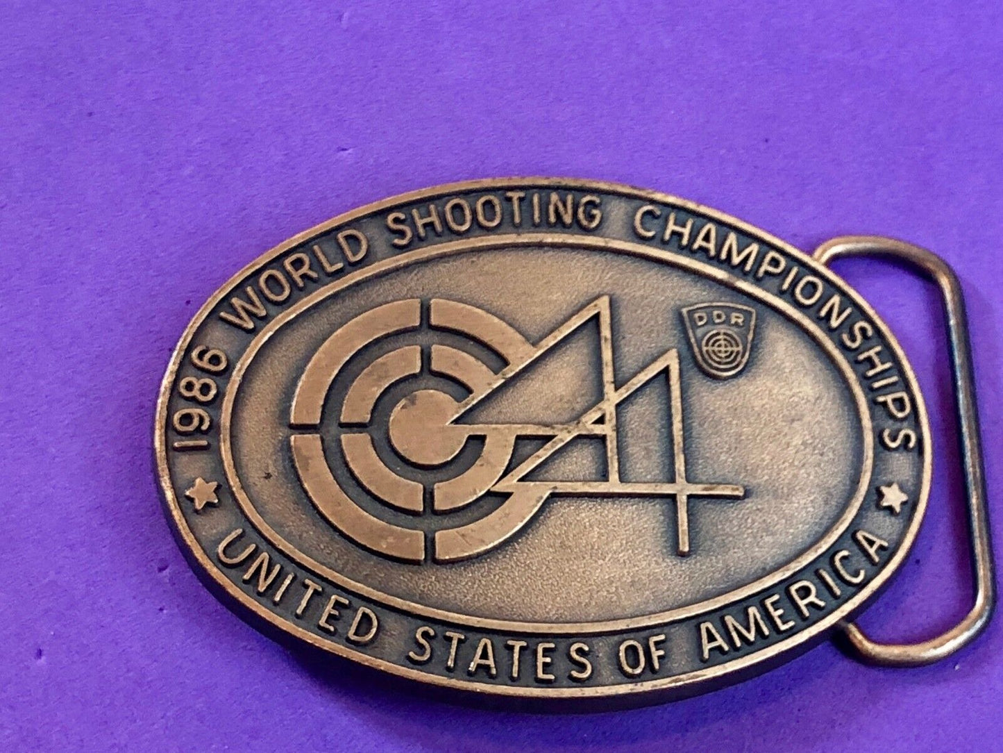  *Vintage ISSF 44TH "1986 World Shooting Championships  USA" Belt Buckle EUC DOR