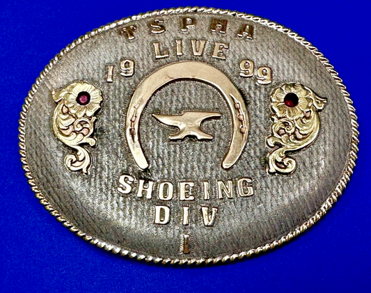 TSPHA Horse Texas Saddlebreds Shoeing 1999 Live Trophy RARE!  A E Belt Buckle