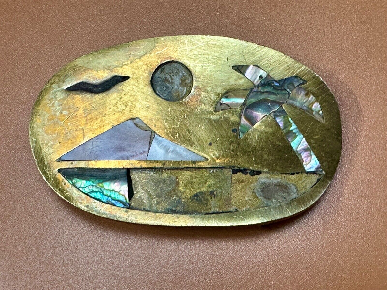 A Project belt buckle to repair - Missing inlaid inlay Abalone shell