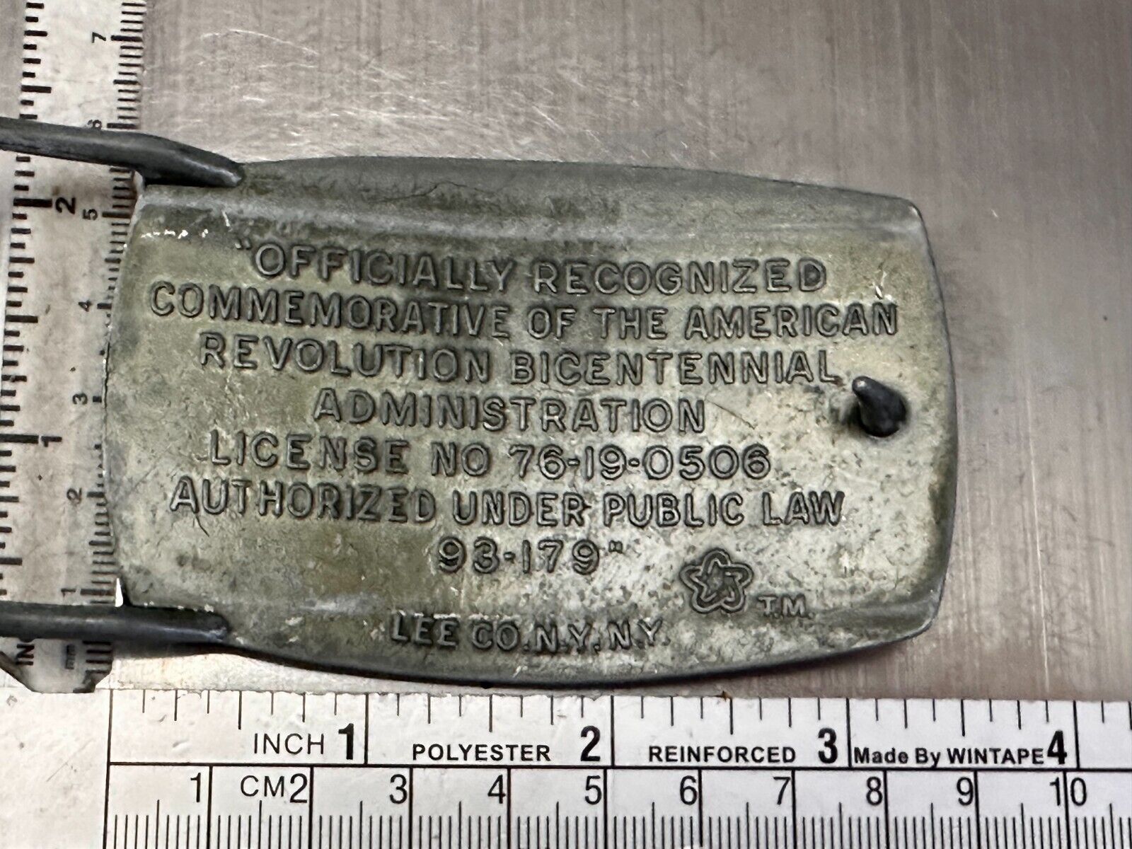 American Revolution Bicentennial Commemorative Belt Buckle by Lee.Co.Ny.Ny