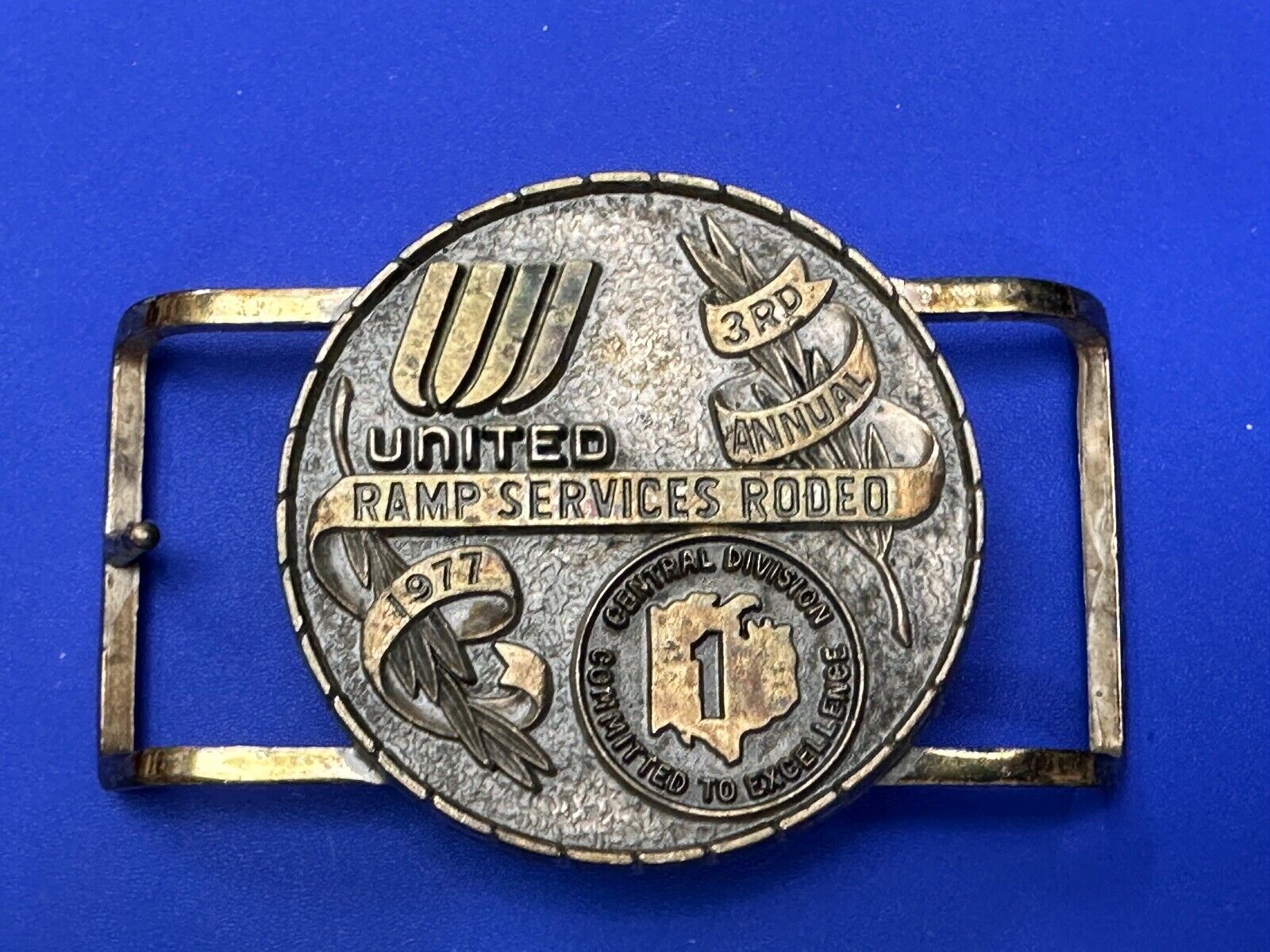 United Airlines Ramp Services Rodeo Central Division 3rd Annual 1977 Belt Buckle