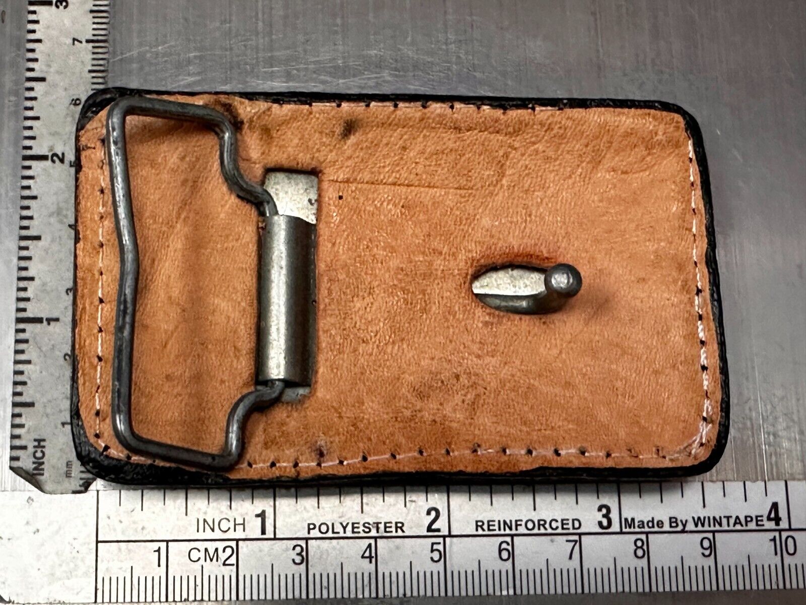 Vintage Horse Head On Black Leather Rectangular Belt Buckle