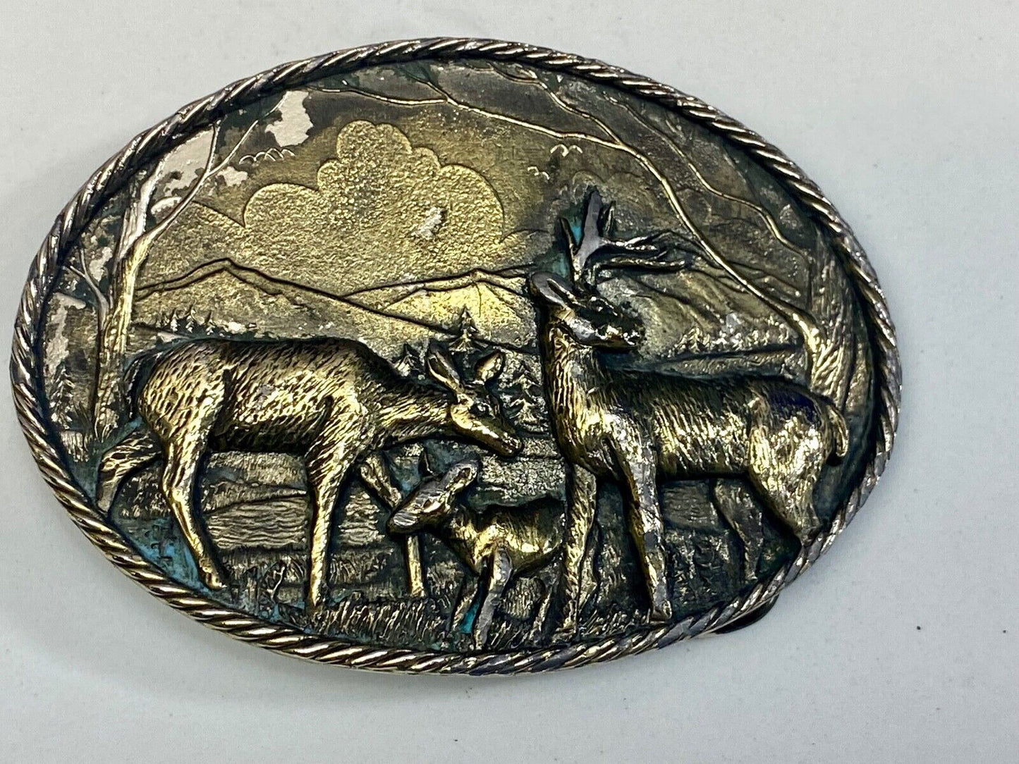 1980 Buck Or Deer In Nature With Large Antlers Great American Belt Buckle Co.