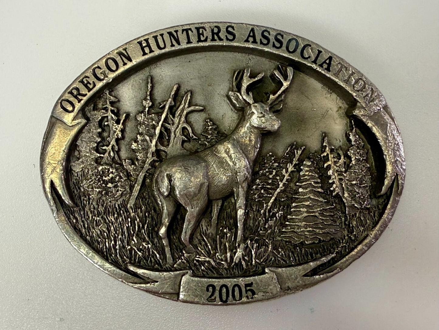 Annual Oregon Hunters Association Commemorative Pewter 2005 Siskiyou Belt Buckle