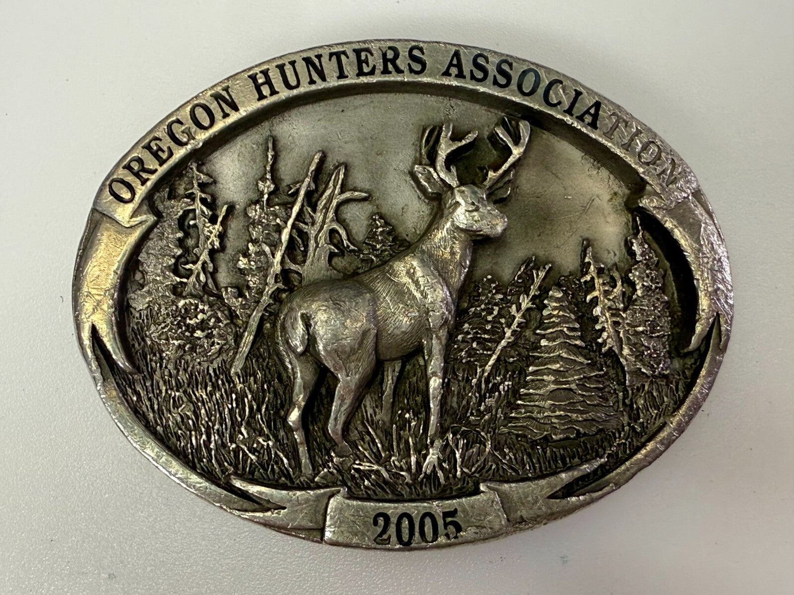 Annual Oregon Hunters Association Commemorative Pewter 2005 Siskiyou Belt Buckle